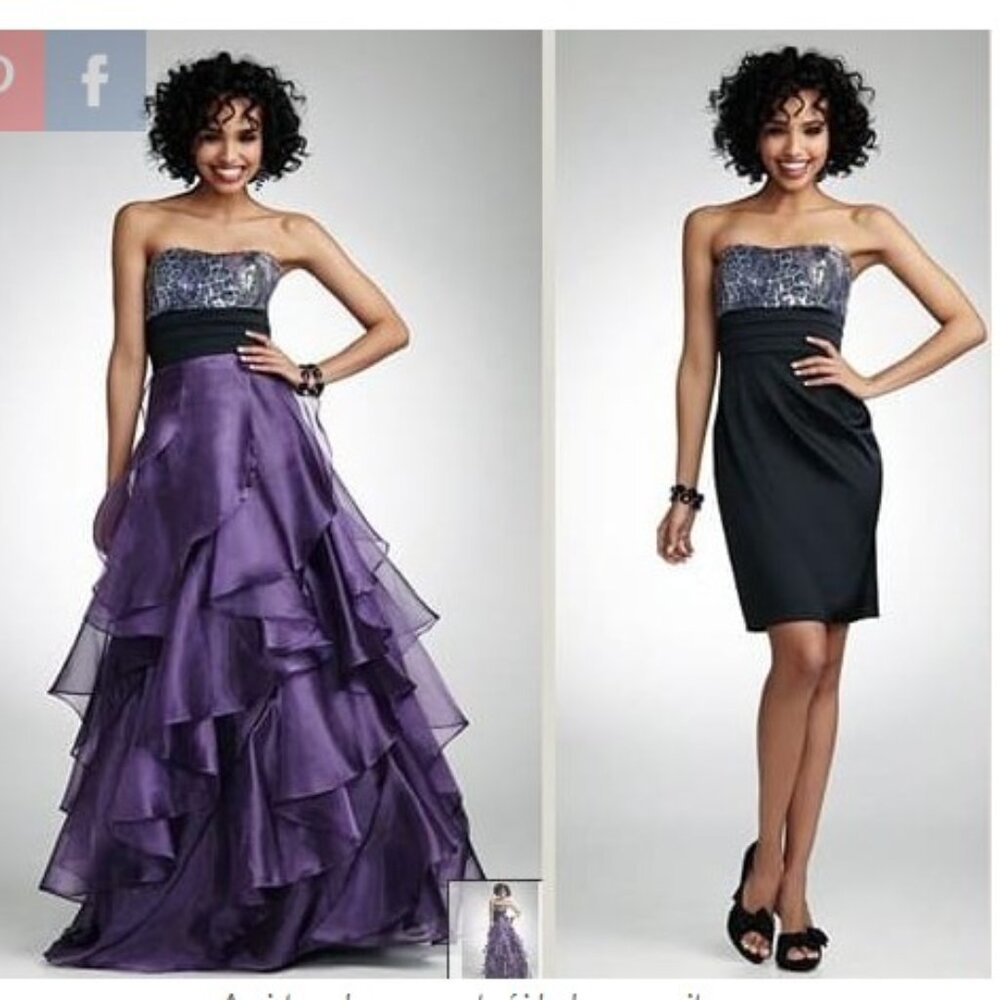 David's Bridal Purple and Black Prom Dress